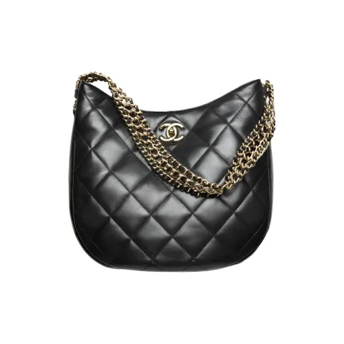 CHANEL Sheepskin Tote Bag Shopping Bag Chain Handbag Crossbody Bag Women's Black