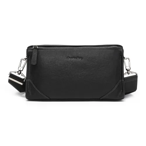 CHRISDIEN DENY Коровья кожа Сумка через плечо Мужская Черная