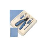 Сумка с клапаном / Черное лезвие / Круглый носок / Зажим для ногтей / 5 шт / Набор / Синий