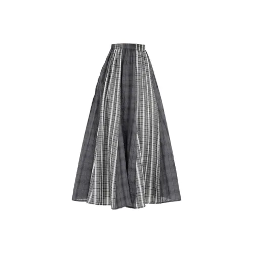RTNH Серый Клетка Женская Повседневная Длинная Юбка