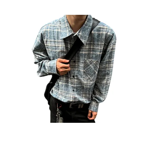 P8H9 Синяя клетка Унисекс Рубашки