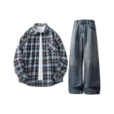 [Универсальный для похудения] Синий кофе сетка (Логотип на груди с мазками кисти) + Синий