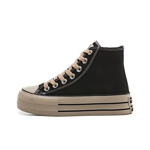 RENBEN Противоскользящие Износостойкие Термические Увеличивающие высоту Высокие кеды Женские Черные Коричневые