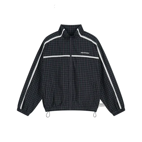 SMILEREPUBLIC Кружевной узор Клетчатая куртка Унисекс