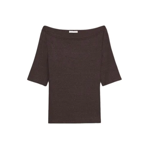 ZARA Темно-коричневые женские футболки T