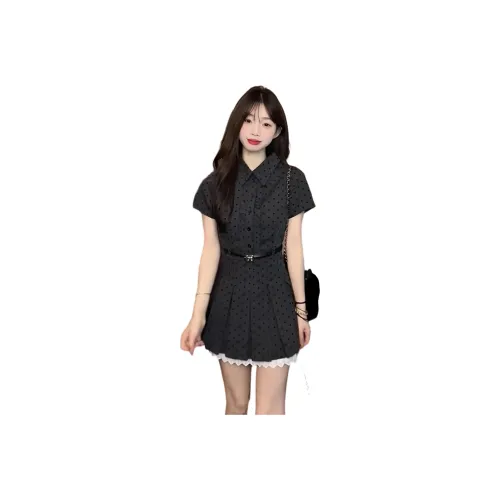 GRAYISMOON Короткое платье с короткими рукавами женское