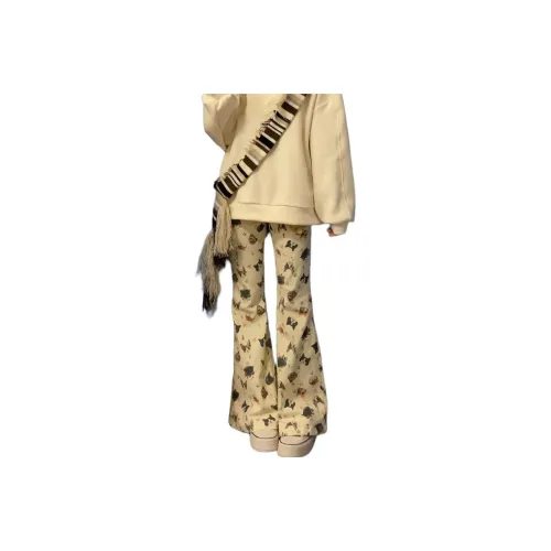 BQERTY Абрикос Женские Повседневные Штаны