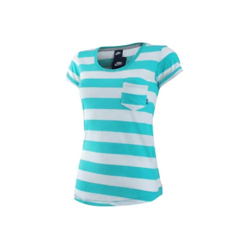 Nike Синие Белые Полоски Женские T-Рубашки