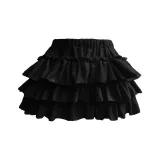 Черные односторонние шорты-юбка из бархата