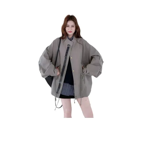 GEZITAI Серый Зеленый Женский Тренч