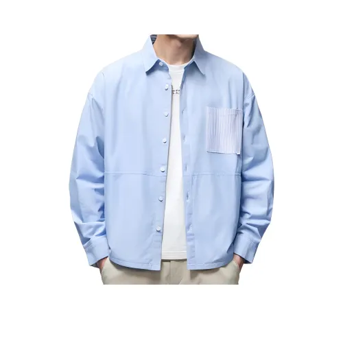 SLLAVIF Светло-синие мужские рубашки