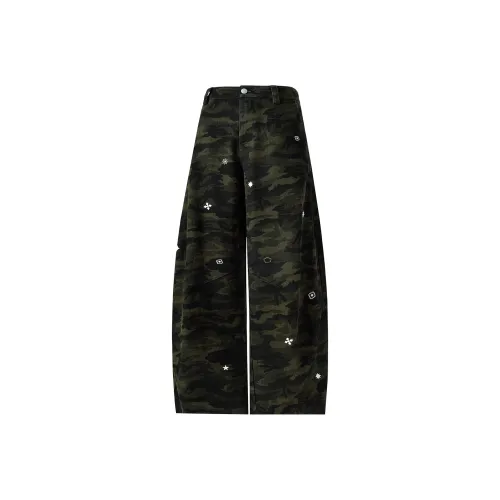 ICH MODE Зеленый камуфляж Унисекс Повседневные штаны