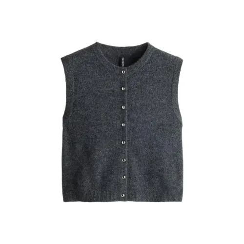 H M Темно-серый смешанный цвет женские жилеты