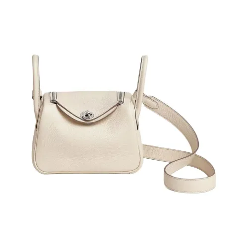 HERMES Lindy Taurillon Clemence Коровья кожа Одно плечо Сумка Мини Женские 10 Craie Milkshake Белый
