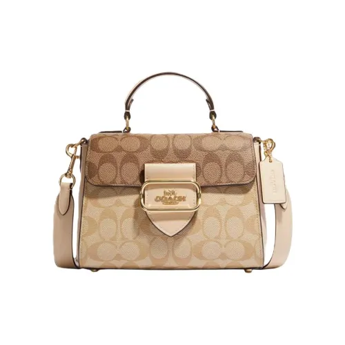 COACH Morgan Коровья кожа PVC Сумка Сумка через плечо Сумка через плечо Маленькая Женская Светлый хаки