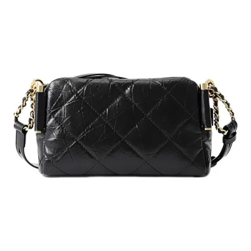 FION Коровья кожа Сумка через плечо Женская Классическая Черная Молочно-чайная