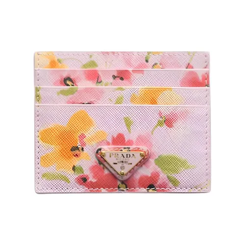 PRADA Saffiano Телячья кожа Держатель для карт Женский Снежинка Гипс Пудра