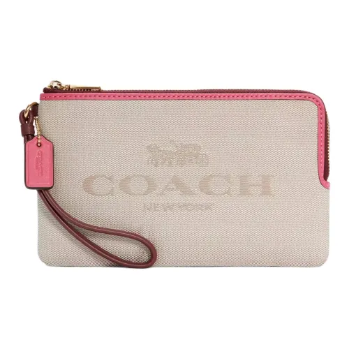 COACH Ткань Клатч Маленький Женский Белый и Розовый