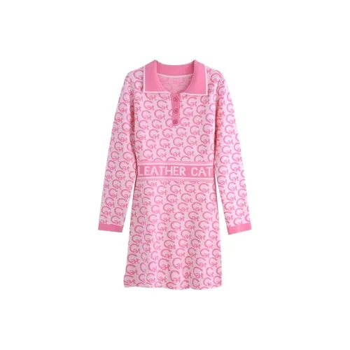 Leather Cat Длинное платье с длинными рукавами женское