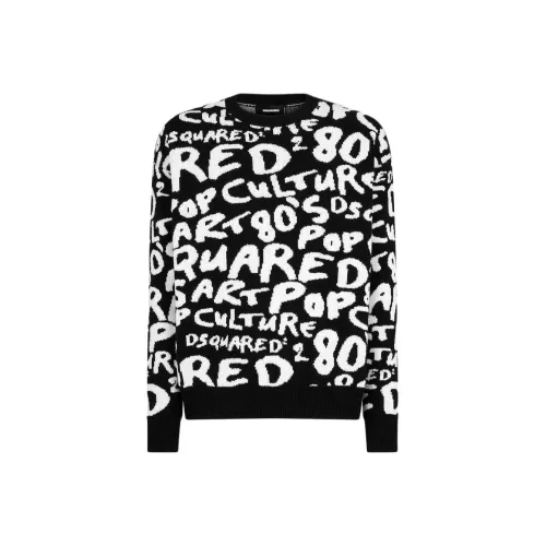 DSQUARED 2 POP 80'S KNIT Crewneck Пуловер Свитер Мужской Черный