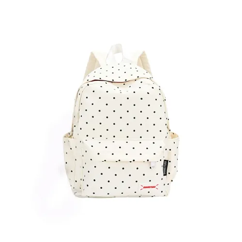 ZOGA Ткань Рюкзак Женская Белая с Полка Дот Черный Полка Дот