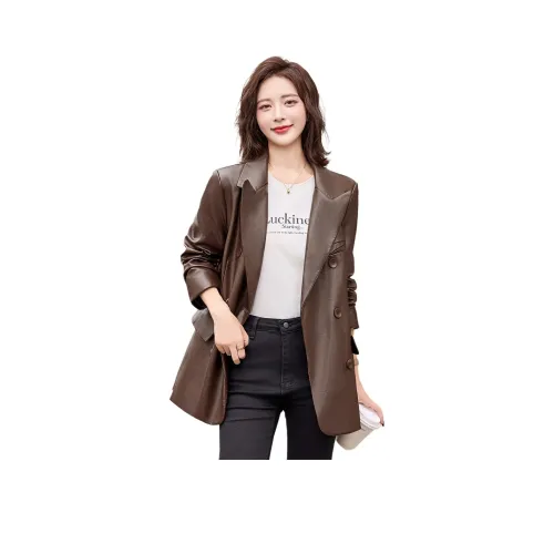 H YXIANG Кожа Куртка Женская