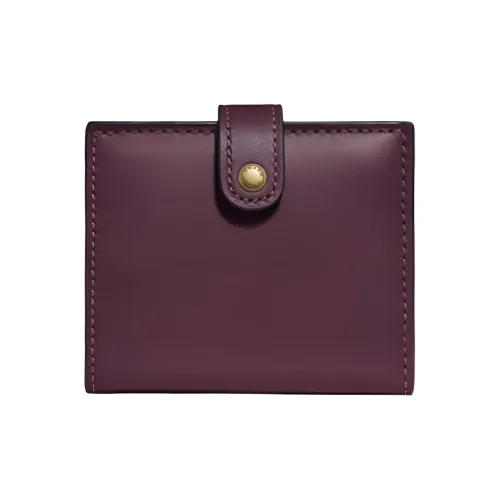 COACH Трехсекционный кошелек из дубленой кожи цвет хрома маленький женский фуксия