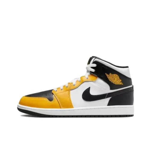 Jordan Air Jordan 1 MID Амортизаторы Slip-resistant Abrasion-resistant MID Топ Винтажные баскетбольные кроссовки Мужской Orange