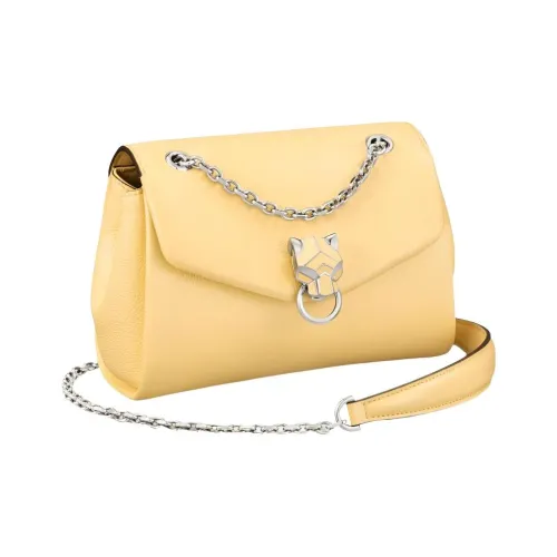 Cartier Сумка На Цепочке, Модель «мини», Panthère De Cartier Телячья Кожа Светло-желтого Цвета, Палладиевая Отделка