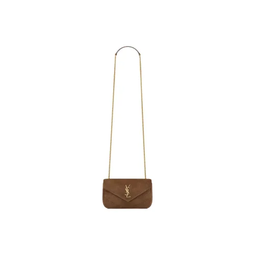SAINT LAURENT LOULOU Сумка через плечо из телячьей кожи мини-сумка женская коричневый кофейный