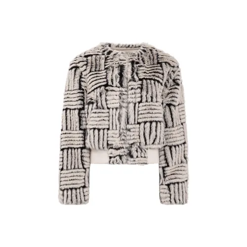 One T Зебра Серый Женские Меховые изделия