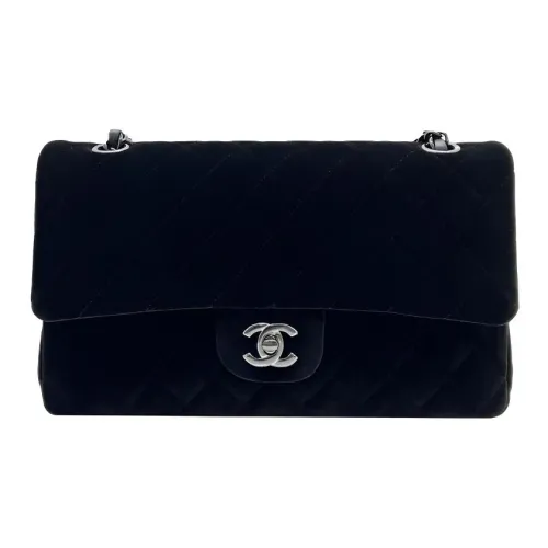 CHANEL Classic Flap CF Вельвет Сумка через плечо Сумка через плечо Сумка для плеча Средний Женский Черный