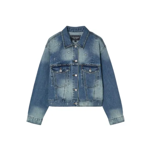 GUESS Джинсовые куртки среднего синего цвета для женщин
