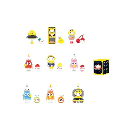 POP MART Коллаборация BOBO COCO PAC MAN Space Collection Слепые коробки Один Blind Коробка Целая коробка 9 шт