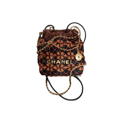 CHANEL 22Bag Телячья кожа Сумка через плечо Мини Женская Светло-коричневая Бургунди Черная