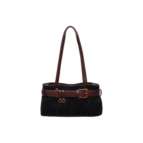 Meow In The Grass Замша Плечевая Сумка Стандартная Женская Леопардовый Принт Черный Леопардовый Принт Кофейный Кофейный Кaramel