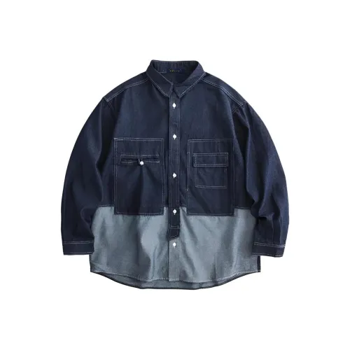 SLLAVIF Темно-синие мужские рубашки