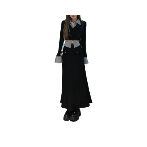 STYUW Длинное платье с длинным рукавом женское