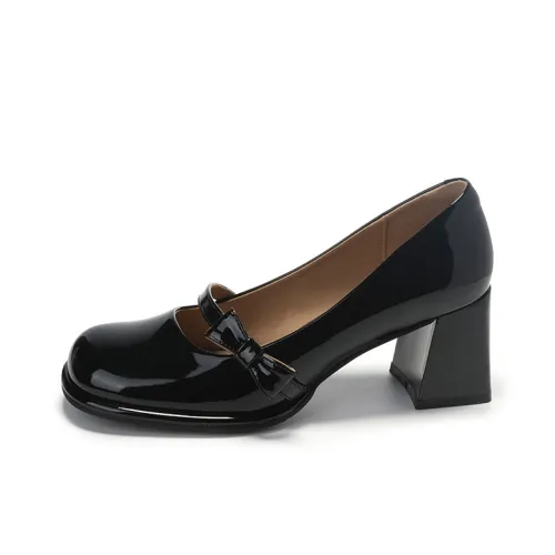 Varib Грубый каблук Мэри Джейн туфли 6 см женские