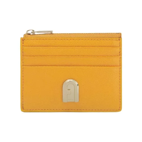 Furla 1927 Collection Текстурированный кожаный кошелек для монет держатель для карт маленький женский имбирно-желтый