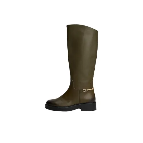Tommy Hilfiger TH Monogram Высокие сапоги до колена 4CM Женские Оливково-зеленый