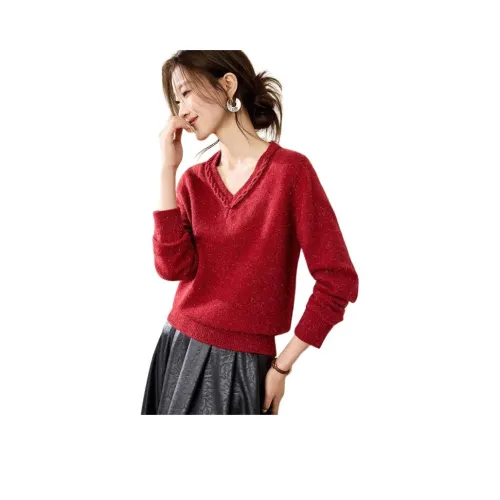 Mo Han Yi Mei Новогодний красный Женские Трикотаж