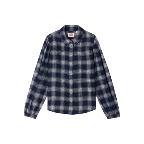 Levis Синие Белые Полосатые Рубашки для Женщин