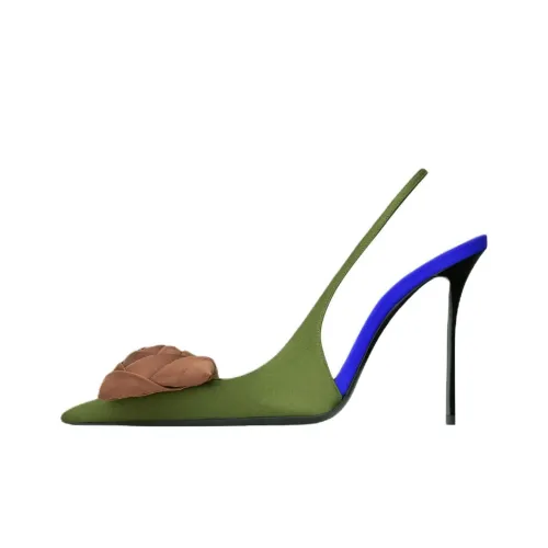 SAINT LAURENT Amalia Узкий каблук Высокие каблуки 11 см Женские Темно-оливковый