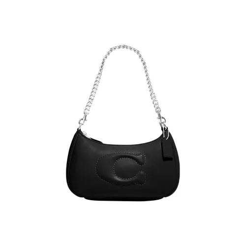 COACH Teri Кожа Плечевая сумка сумка через плечо обычная женская черная