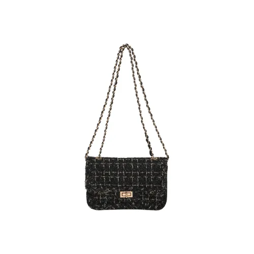 WRELS Вязаные ткани Сумки через плечо Стандартный Экрю Черный