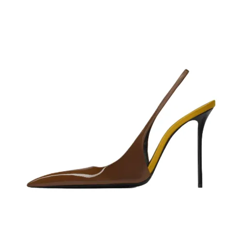 SAINT LAURENT Amalia Узкий каблук Высокие каблуки 11 см Женские Коричневый