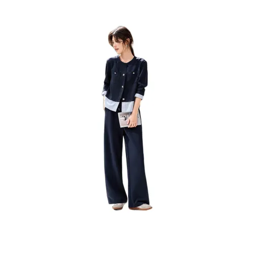 XWI Темно-синий Синий Женские Повседневные Костюмы