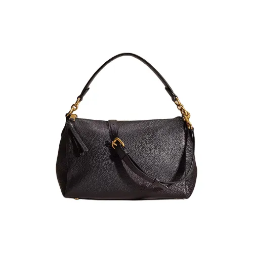 COACH Shay Мягкая кожа крупнозернистая текстура сумка через плечо сумка на плечо большая женская латунь и черный