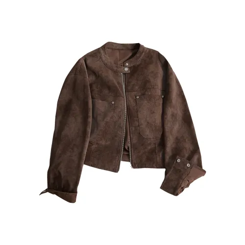 TOUCH Темный кофейный женский кожаный куртка